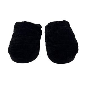 VINCE Women's Size 5‎ Black Lamb Fur Bedroom House Slippers Slip On NWOT